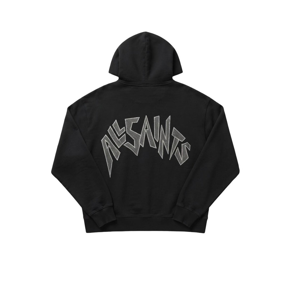AllSaints Rhian Rhinestone Logo Hoodie Black NWT Size size S Rare Embellished - Picture 4 of 10